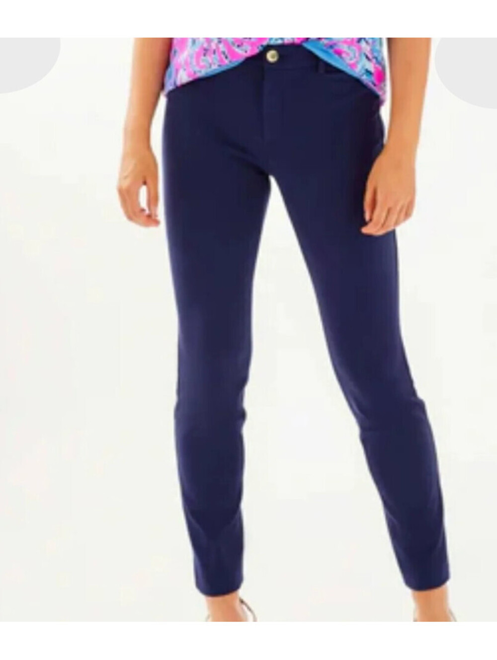 Lilly Pulitzer Women's High Rise Kelly Stretch Navy Blue Pants Size 10